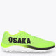 Neon lime running sneaker with OSaka logo and black heel stripe