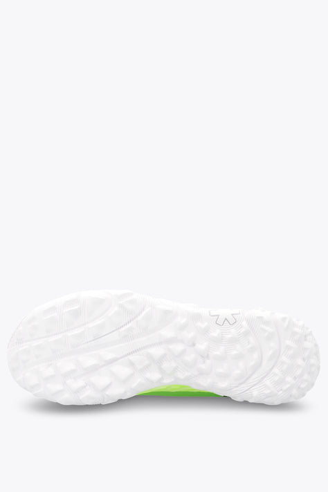 Neon lime running sneaker with OSaka logo and black heel stripe
