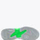 White court sneakers outsole view with green center panel and grippy tread