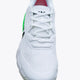White mesh court sneakers with green side stripe and lace-up front