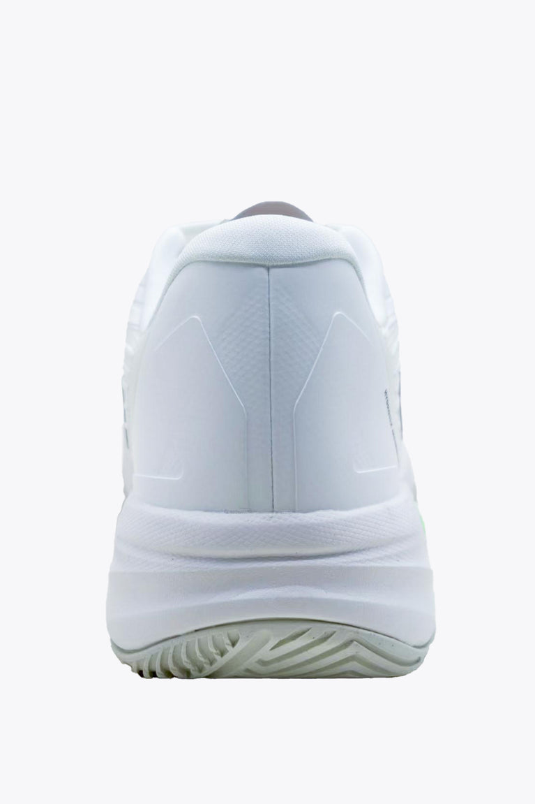 White court sneakers heel view with textured rubber sole