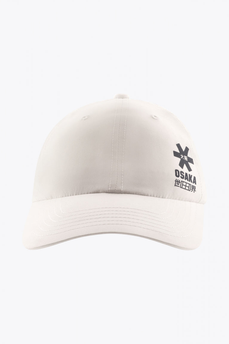Osaka baseball cap soft in white with logo in black. Front view