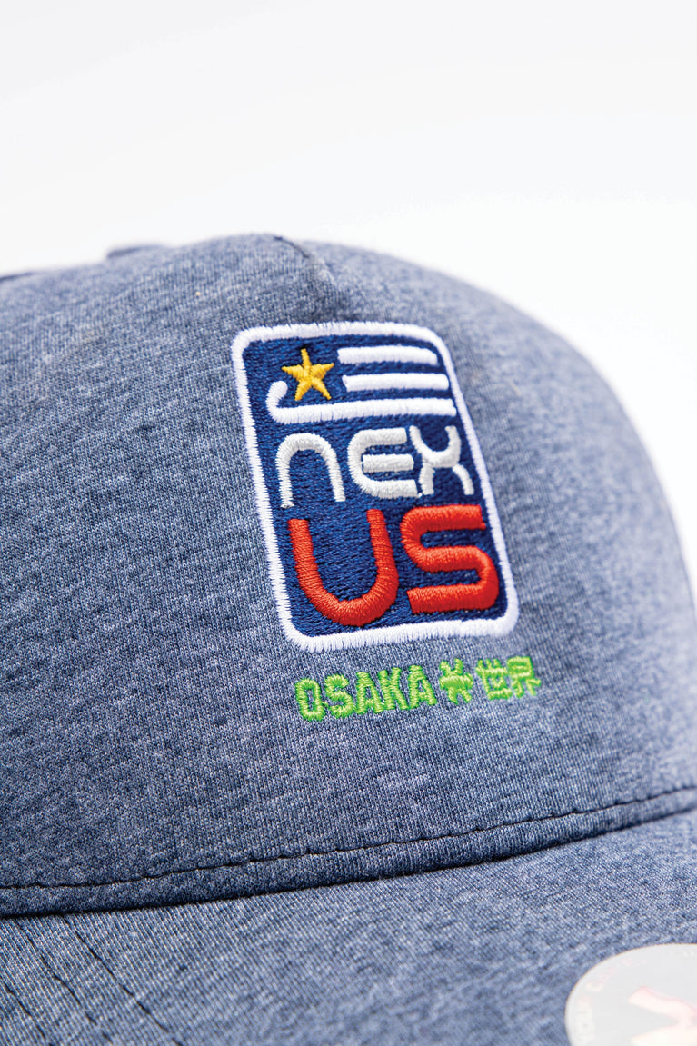 Osaka x Nexus cap in navy with Nexus logo in navy. Front detail logo view