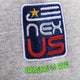 Osaka x Nexus cap in grey with Nexus logo in navy. Detail logo view