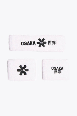 Farbiges Schweißband-Set Osaka white sweatbands set with logo in black