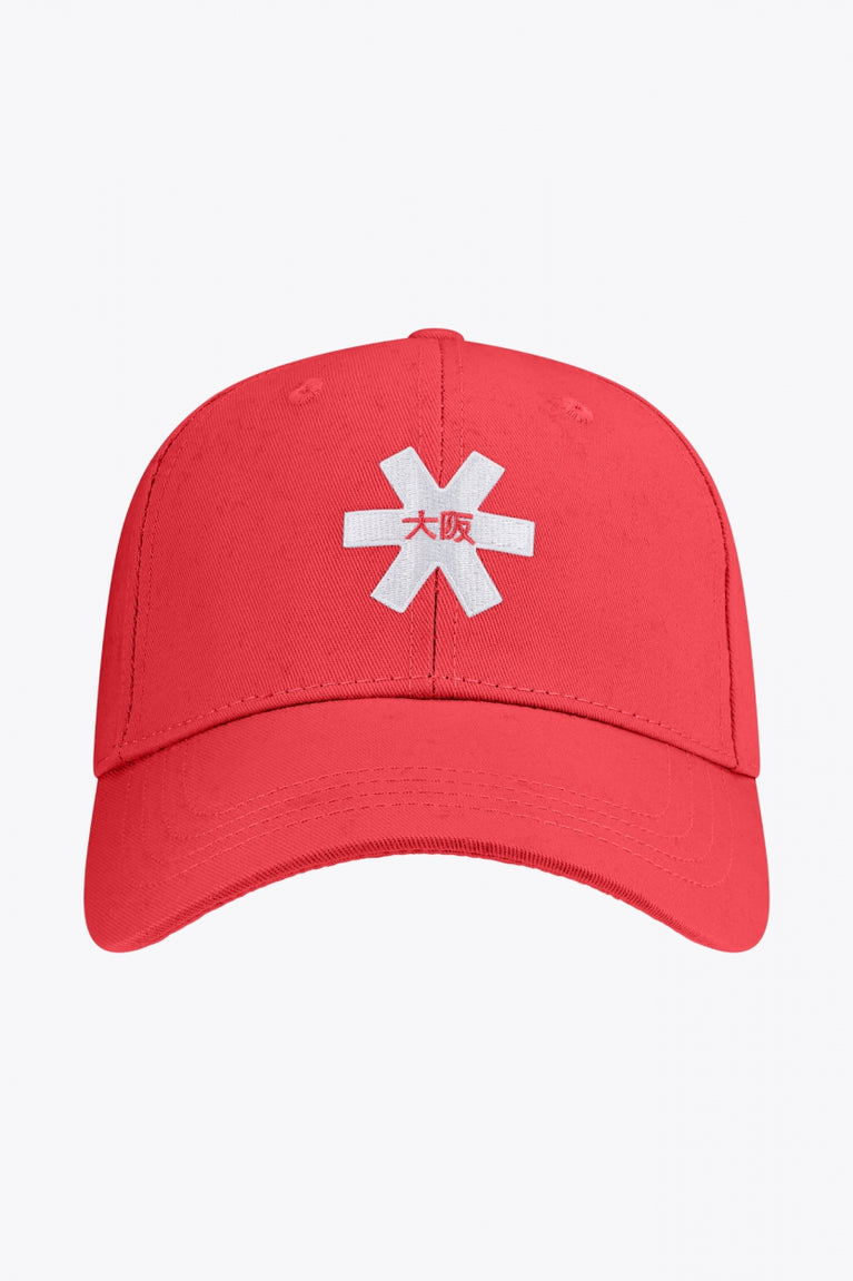 Osaka baseball cap in red with logo in white. Front view