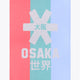 Osaka beach towel in red, green and blue with logo in grey
