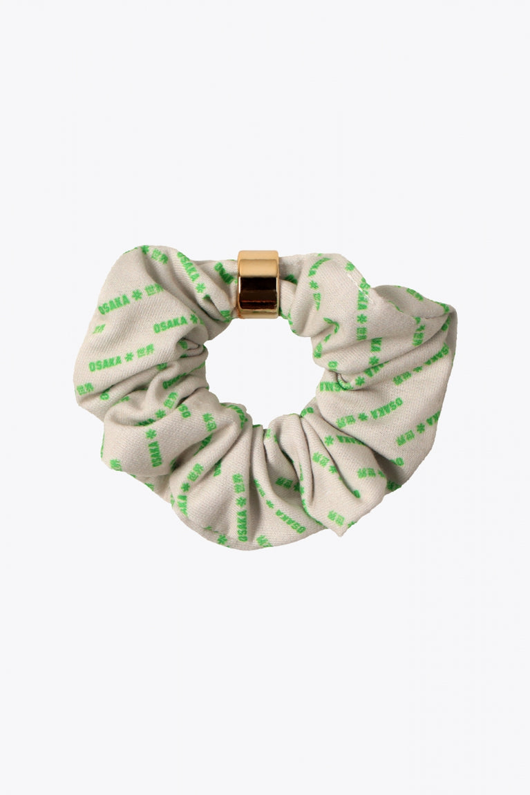 Osaka scrunchies multicolor. White with logo in green
