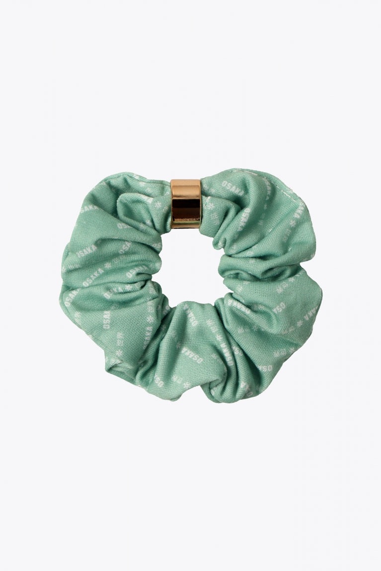 Osaka scrunchies multicolor. Green with logo in white