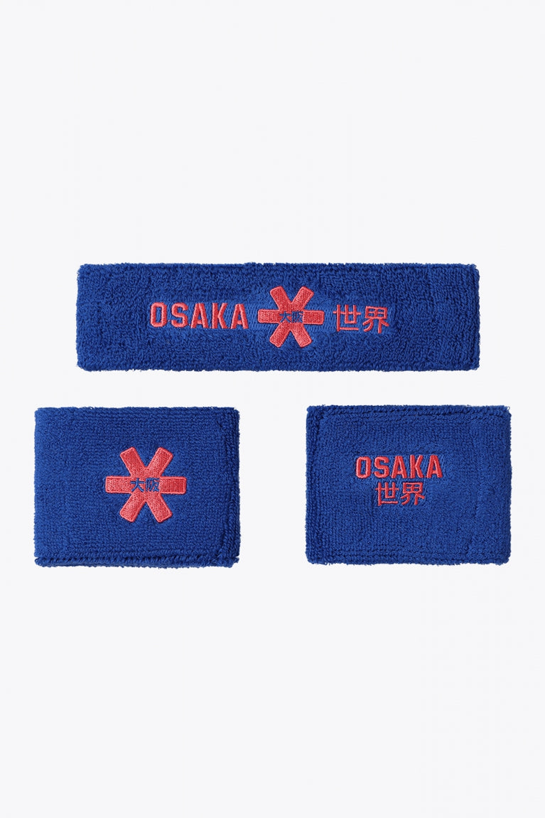 Osaka zweetbandset | Prinses Blauw-Cayenne Rood