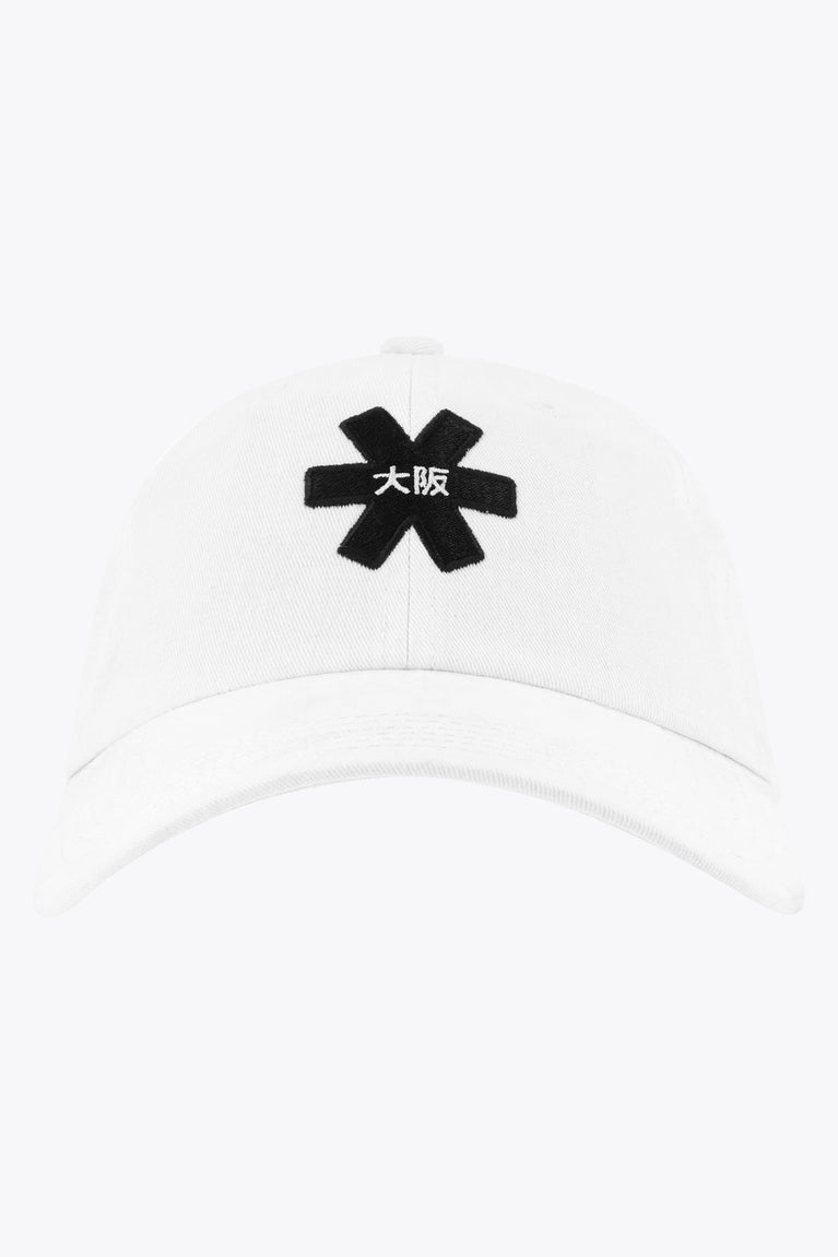 Osaka baseball cap in white with logo in black. Front view