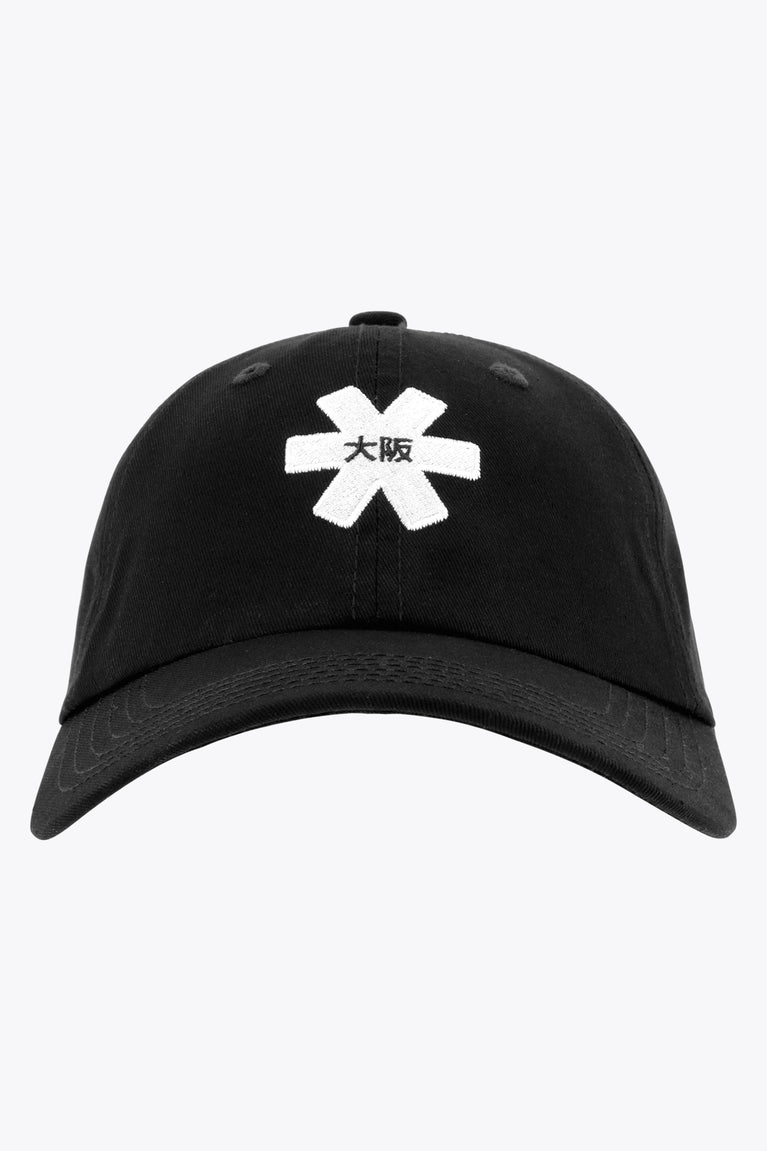 Osaka baseball cap in black with logo in white. Front view
