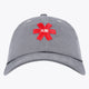 Osaka baseball cap in grey with logo in red. Front view