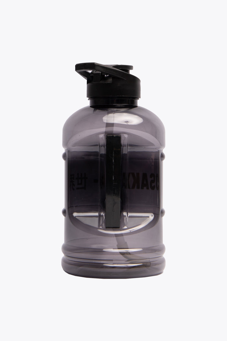Osaka giga water bottle in black with logo in white. Back view