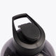 Osaka giga water bottle in black with logo in white. Detail top view