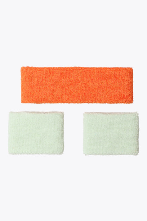 Osaka Sweatband Set | True Orange-Opal Green