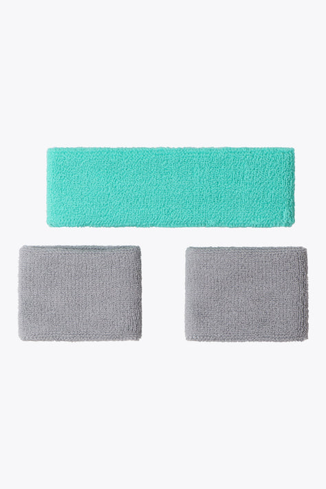 Osaka Sweatband Set | Aquatic Awe-Simple Gray