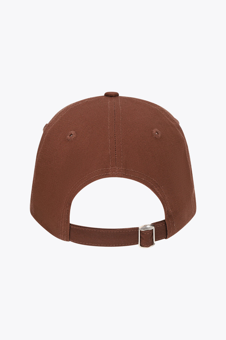 Peppercorn twill baseball cap with adjustable strap and metal buckle