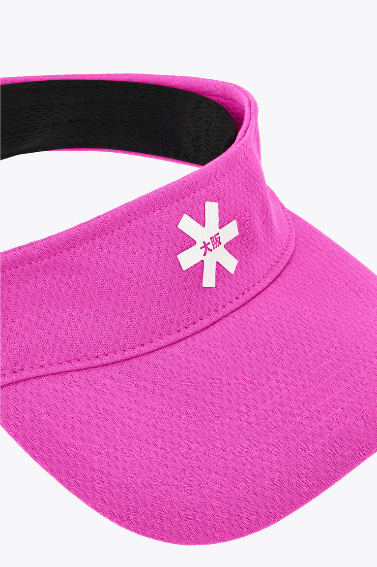 Osaka visor in Rose Bud pink with white logo emblem and curved brim