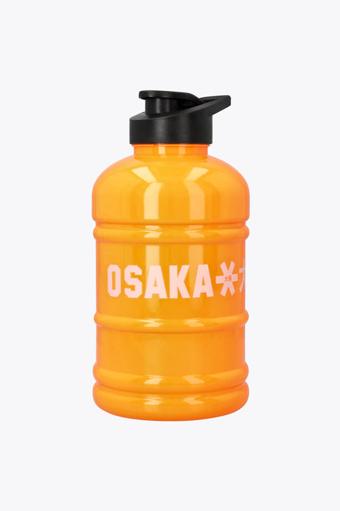 Orange Osaka Giga water bottle with black flip-top lid and “OSAKA” graphic