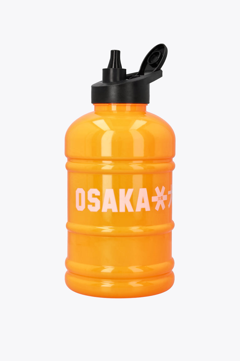 Orange Osaka Giga water bottle with black flip-top lid, “OSAKA” front print