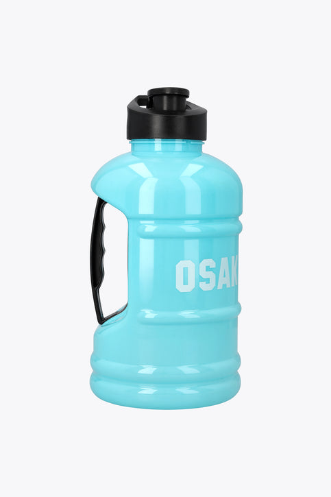 Osaka Giga water bottle in blue topaz with black flip spout, 'OSAKA' logo