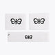 White sweatband set with black logo, three fabric wrist/arm bands