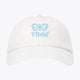 White Yibbi twill cap with embroidered logo on back