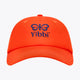 Bright orange twill baseball cap with Yibbi logo on back