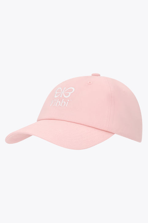 Pastel pink twill cap with front Yibbi logo embroidery