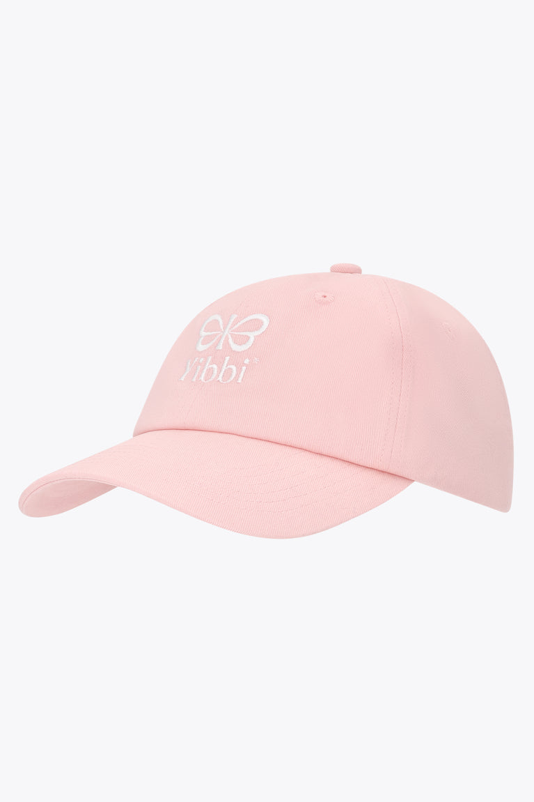 Pastel pink twill cap with front Yibbi logo embroidery