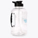 Giga water bottle with side handle and black cap, clear body