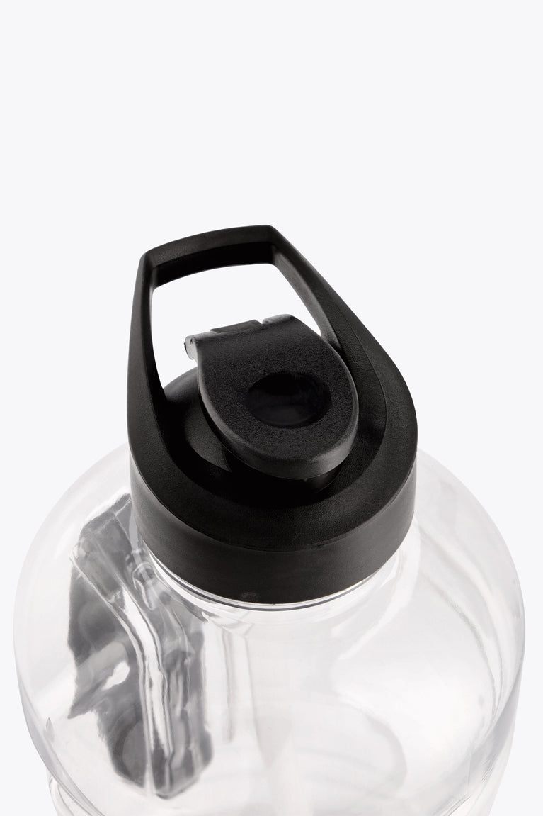Giga water bottle spout and black flip-top lid insert, clear bottle