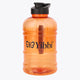 Bright orange translucent water bottle with black flip-top lid