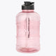 Pastel pink Yibbi water bottle with black screw-top lid, clear body
