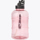 Pastel pink Yibbi water bottle with black lid and flip spout, clear body
