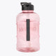 Pastel pink water bottle with black spout and handle, clear body