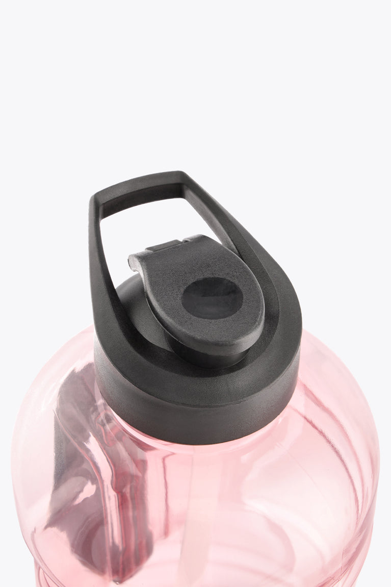 Pastel pink water bottle lid mechanism with black flip cap and drinking spout