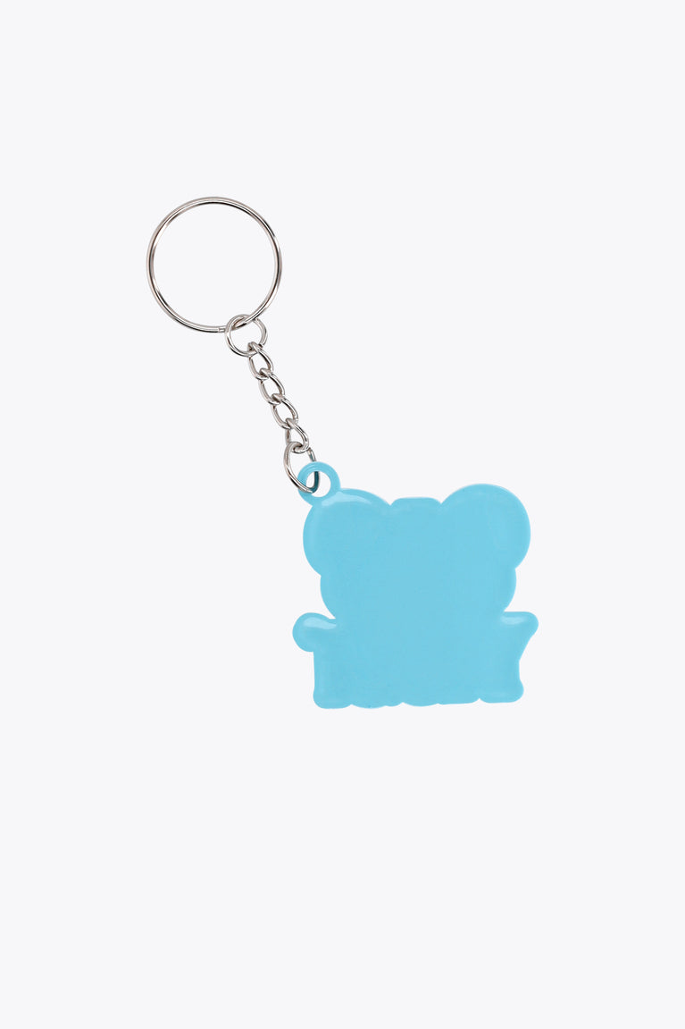 Light blue character silhouette keychain with split ring and silver chain