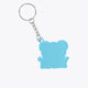 Light blue character silhouette keychain with split ring and silver chain