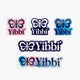 Multicolor Yibbi sticker set with bow logo and Yibbi text (5-pack)