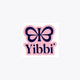 Pink Yibbi sticker with bow logo and Yibbi text