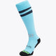 HV Bleiswijk Field Hockey Socks in sky blue with Osaka logo in green. Front view