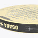 Osaka vision padel racket yellow with logo in black. Detail side logo view