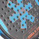 Osaka pro tour padel racket orange and black with logo in blue. Detail logo view