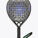 Osaka pro tour padel racket black with logo in blue/purple. Front view