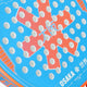 Osaka vision aero padel racket orange and blue with logo in orange. Detail logo view