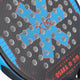 Osaka vision pro padel racket in black and orange with logo in blue. Detail logo view