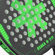 Osaka Deshi padel racket black with logo in green. Detail logo view