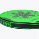 Osaka vision aero padel racket black and green with logo in black. Detail side view